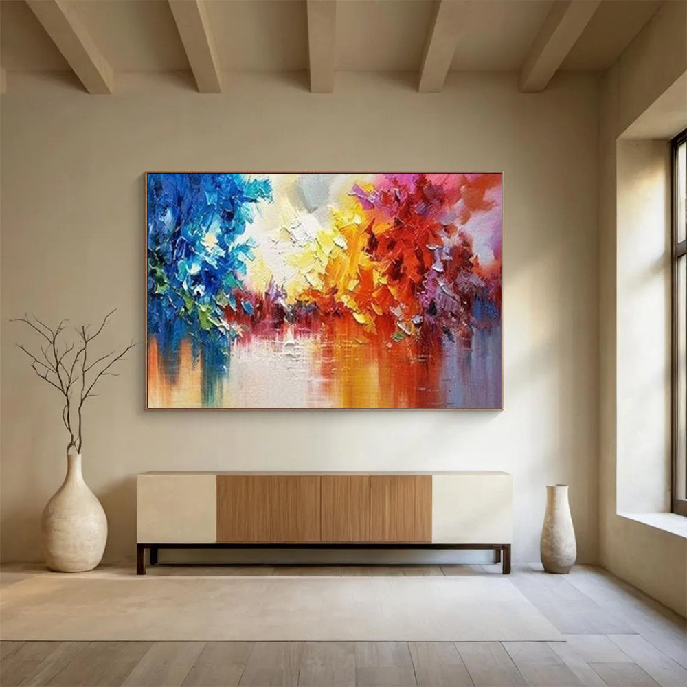 Colorful Abstract Forest Reflection - Vibrant Living Room or Office Art DLZ186