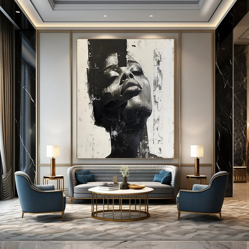 Interwoven Textures: Colossal Custom Abstract Painting for Bedroom and Living Room DTP139