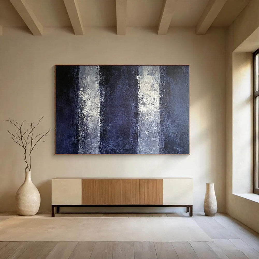 “Moody Purple Stripes” - Purple, Gray, Black, Abstract Vertical Strokes Painting On Canvas HB1034