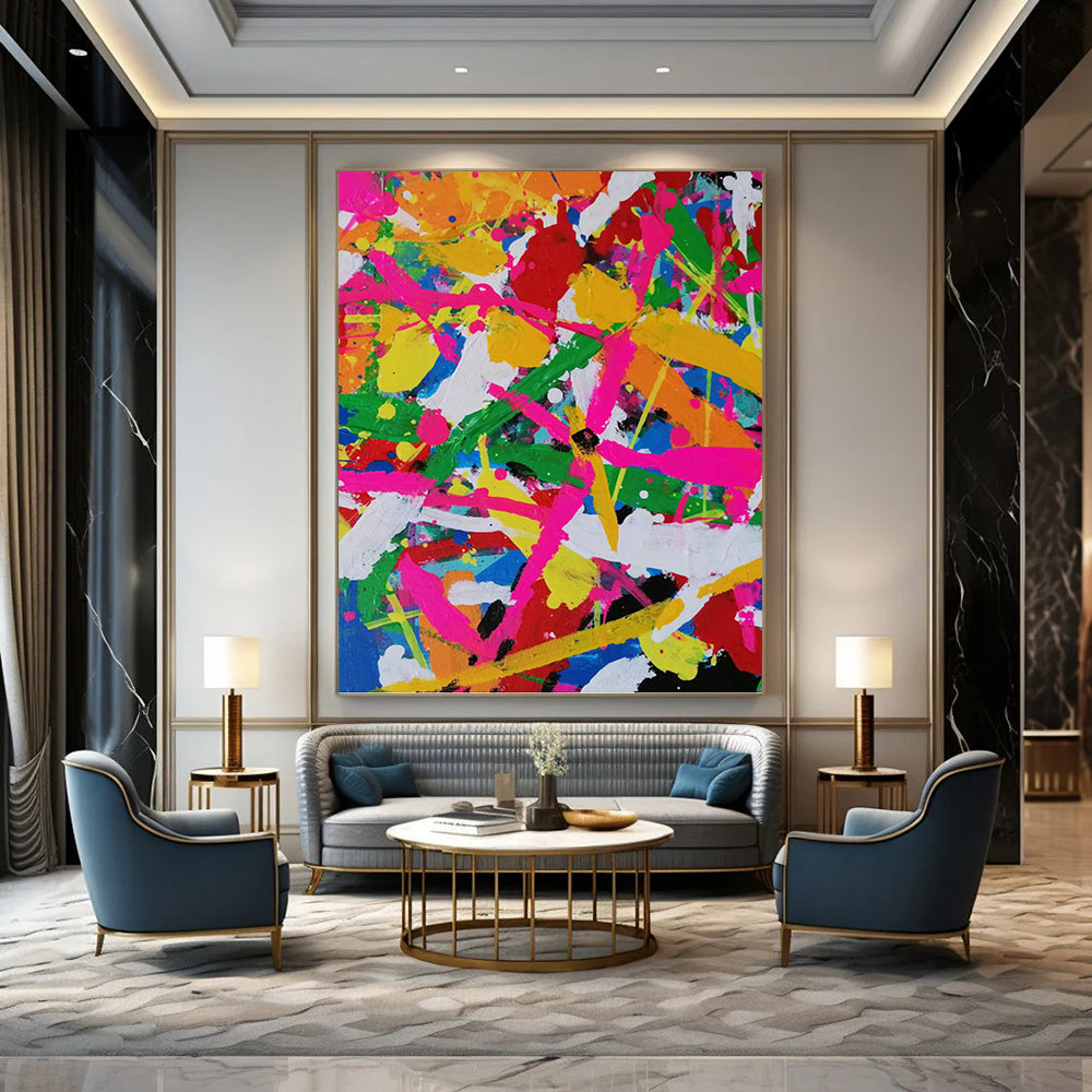 Warmly Large - Scale Hand - Painted Textured Abstract for Veterinary Clinic & Pet Grooming Salon DKH1260