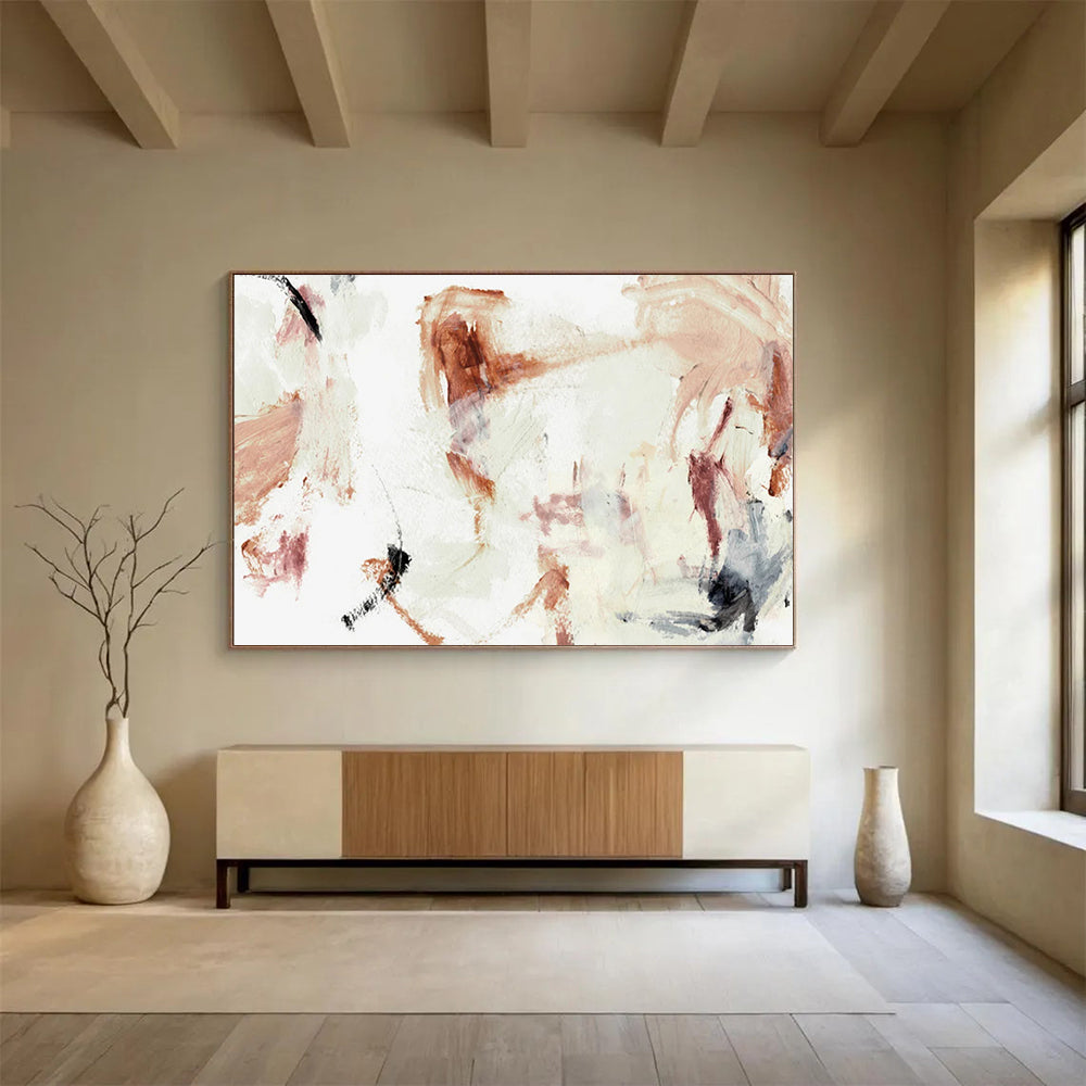 Warm Brown and Light Pink Abstract: Creating a Cozy Artistic Nook DLZ145