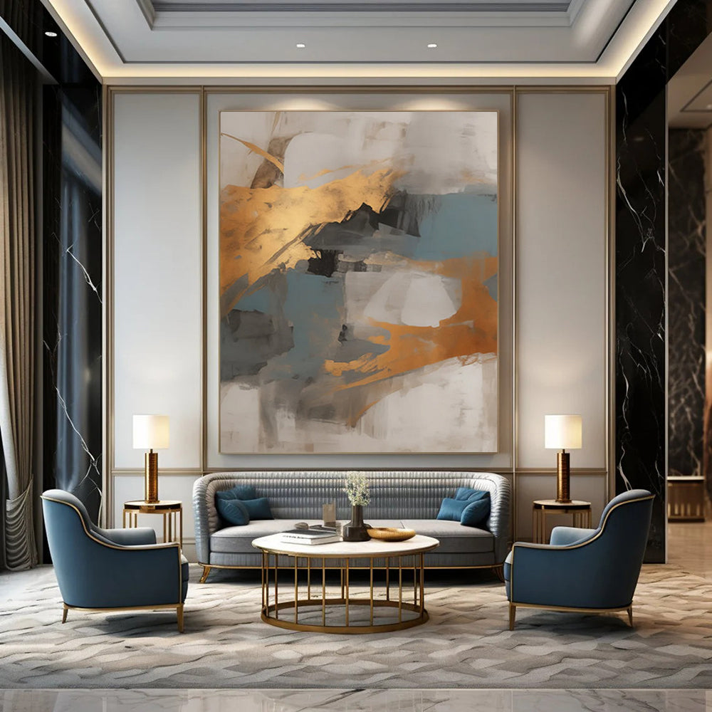 Tactile Trails: Oversized Custom Abstract Art for Living Room and Hallway DTP136