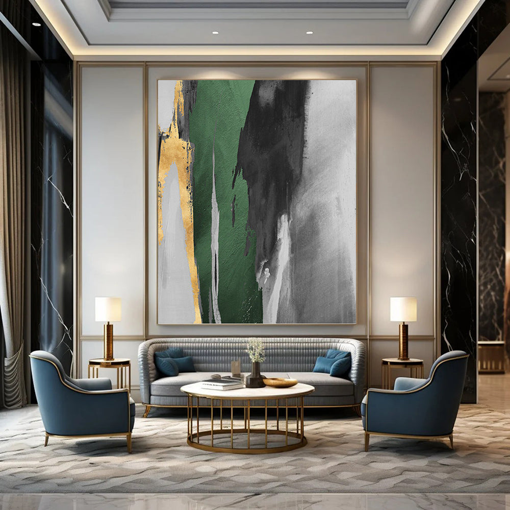 Grandiose - Scale Vertical Hand - Painted Textured Custom Abstract Gem, Perfect for Bedroom and Dining Room DKH1522