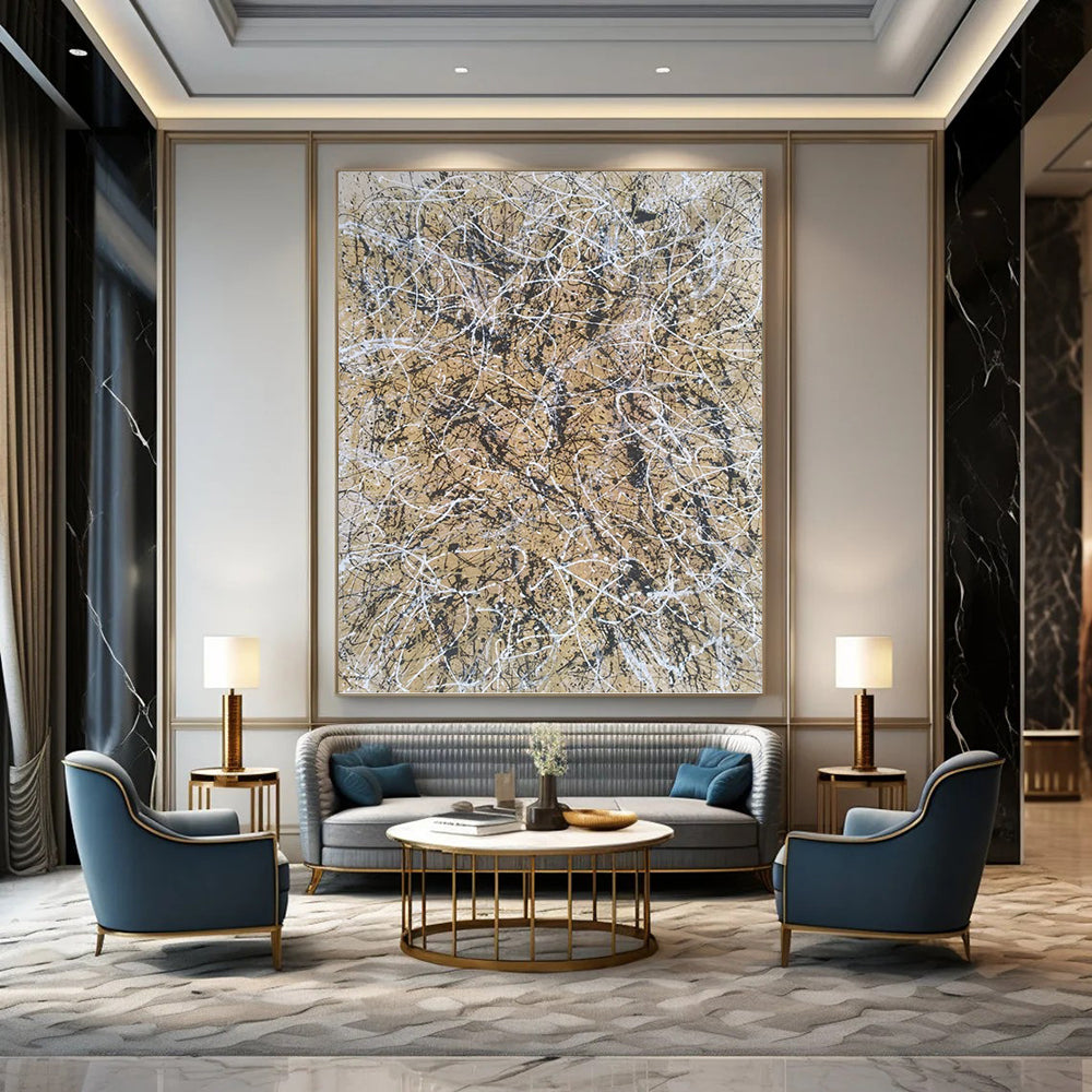 Grand - Proportioned Vertical Hand - Painted Textured Custom Abstract Madrigal for Living Room and Entryway DKH1574