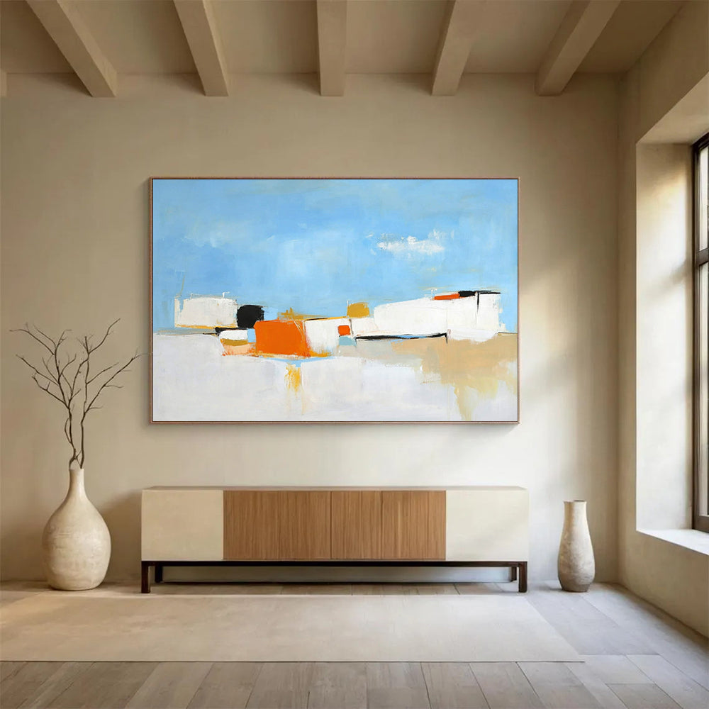 Blue Sky with Abstract Shapes - “Coastal Abstraction” Painting On Canvas HB1447
