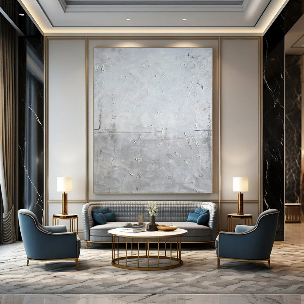 Towering Vertical Hand - Painted Custom Abstract Tapestry (with Oceanic Textures) for Dining Room and Hotel Lobby DKH1581