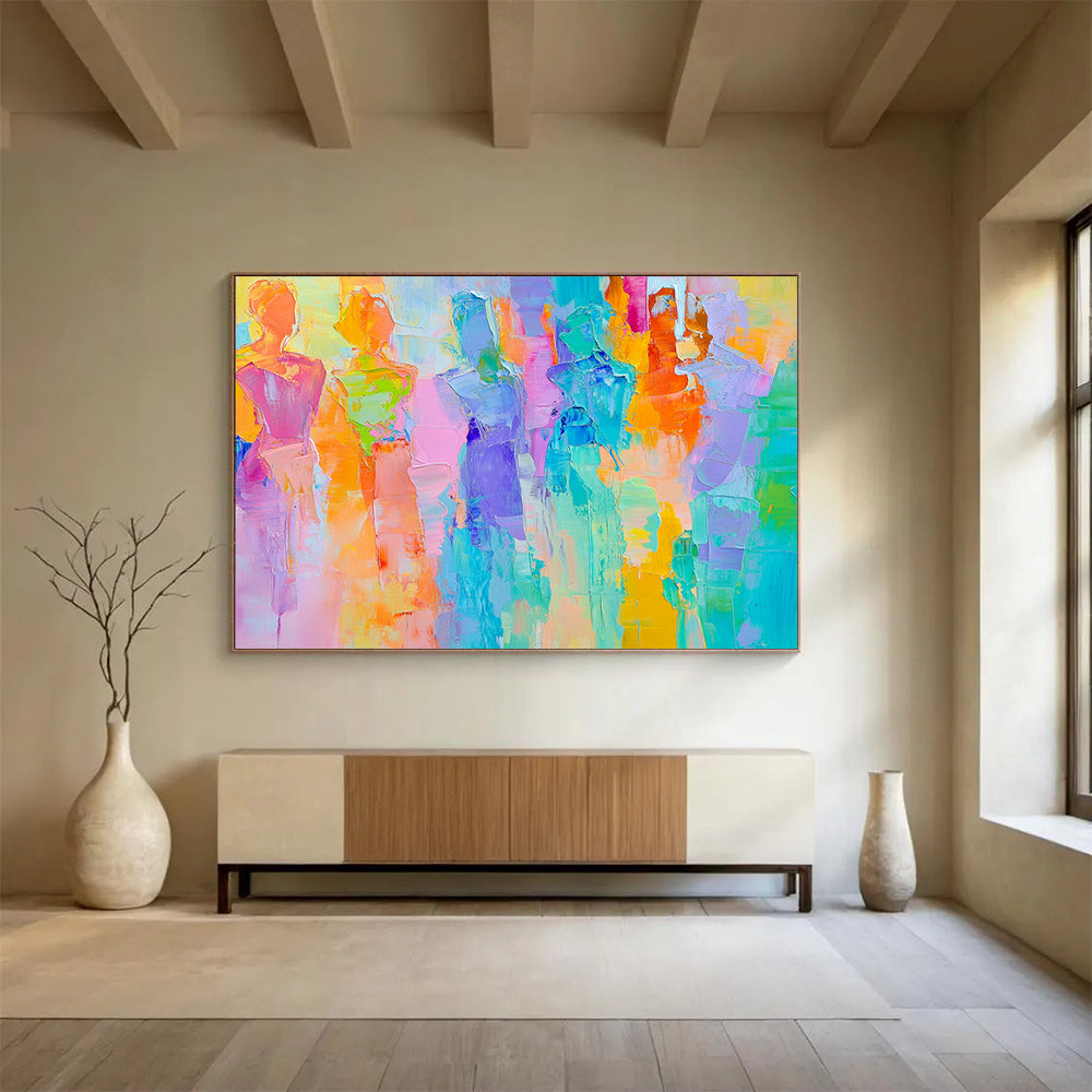 “Colorful Figure Silhouettes” - Bright Colors, Figure Shapes - Painting On Canvas HB1406