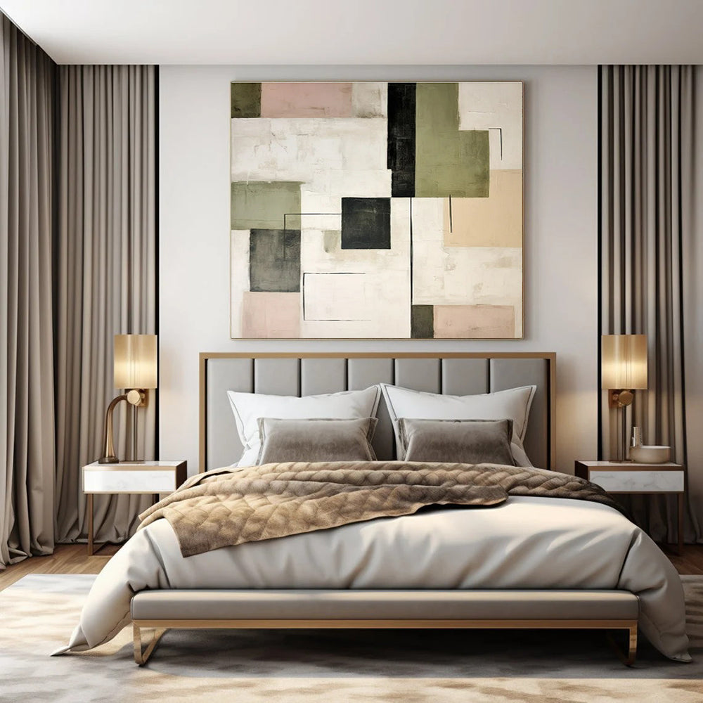 Hand-Painted Bespoke Abstract Art for Living Room & Hotel Fitness Terraces LargeART1446