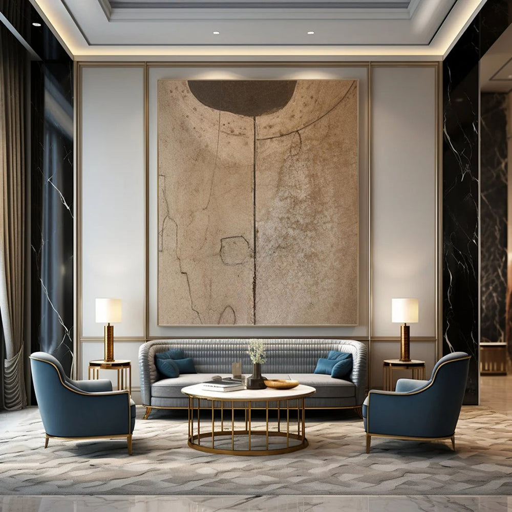 Large - Sized Vertical Custom Abstract Hand - Painted Masterpiece for Office and Dining Room DKH1660