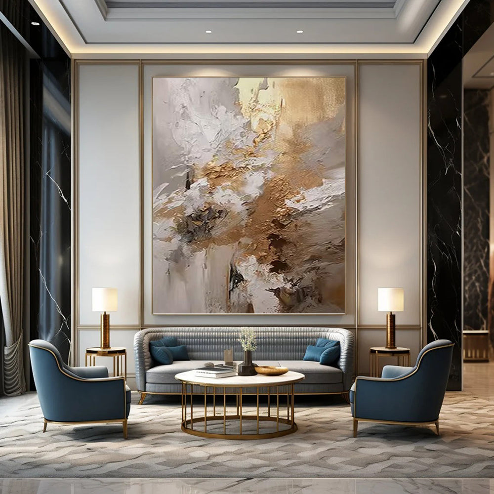 Productively Oversized Hand - Painted Textured Abstract Canvas for Home Office & Study Nook DKH1246