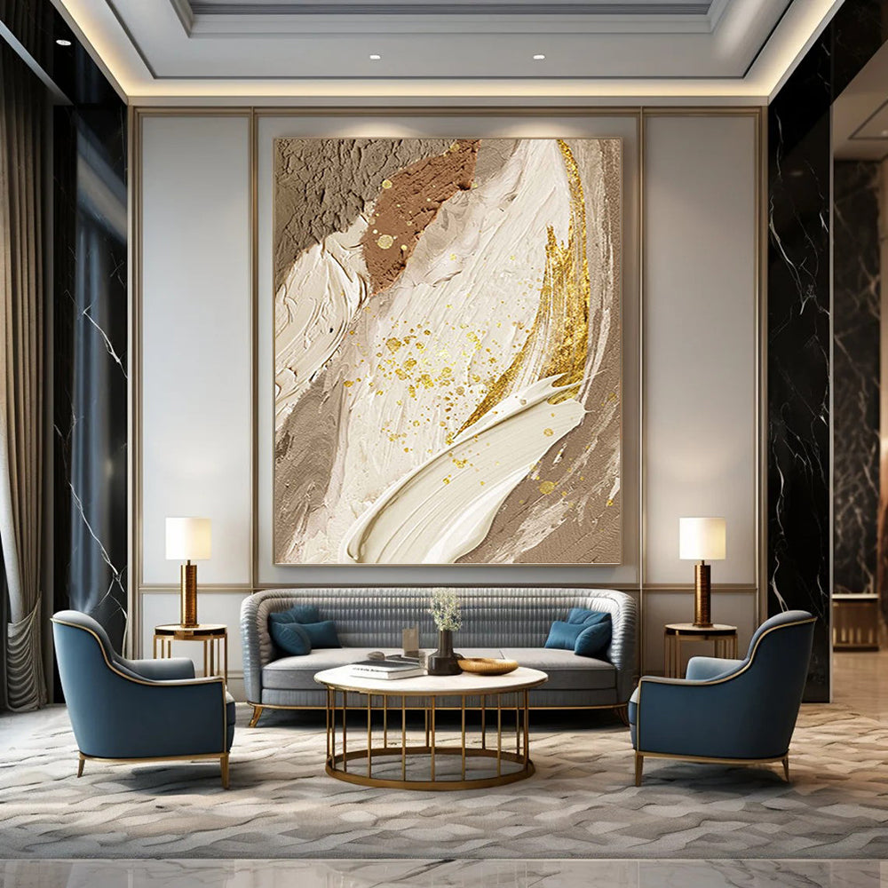 Jumbo Hand - Painted Textured Custom Abstract Painting, for Dining Room and Hallway DKH1477