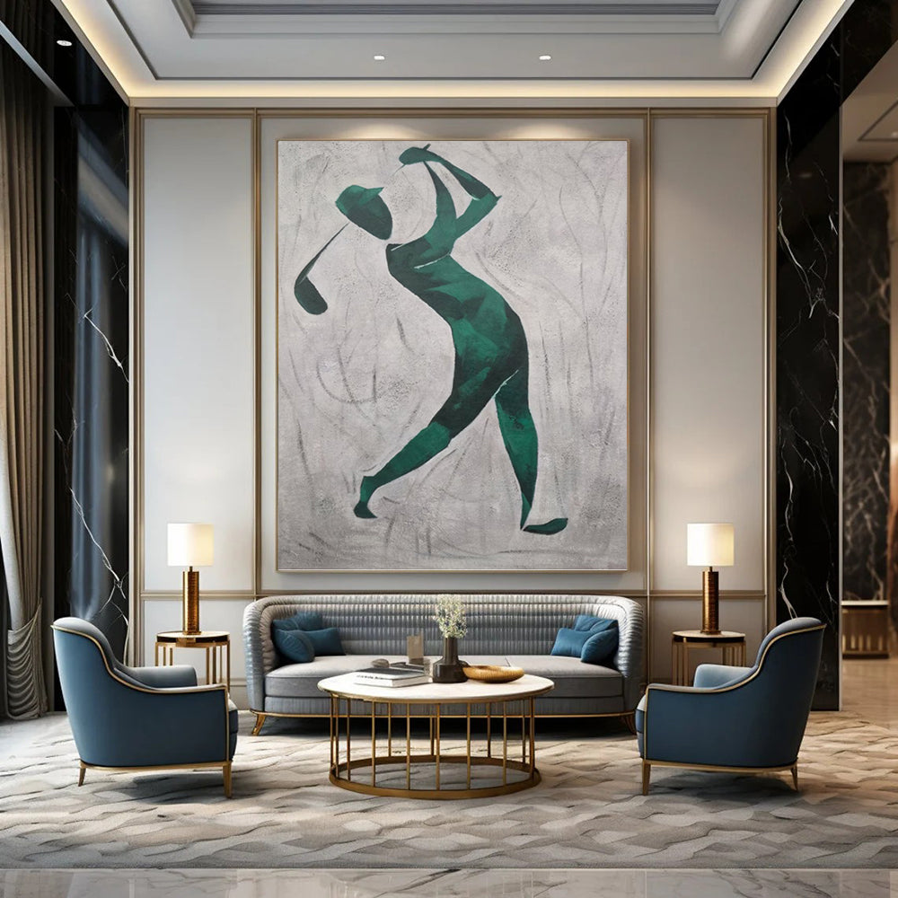 Giant - Scale Vertical Hand - Painted Custom Abstract Enigma (with Diverse Textures) for Dining Room and Hotel DKH1561