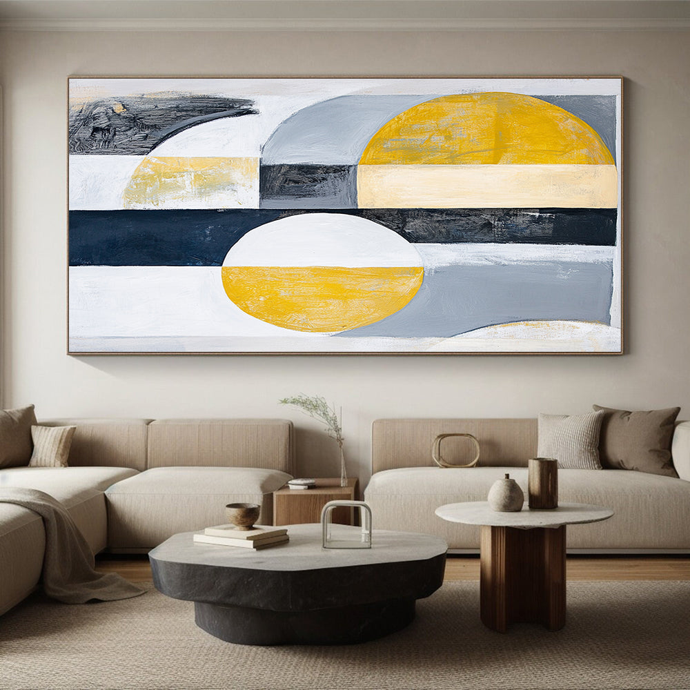 Gray, Black, Gold and Silver Geometric Abstraction "Mystic Geometry" Painting On Canvas HB388