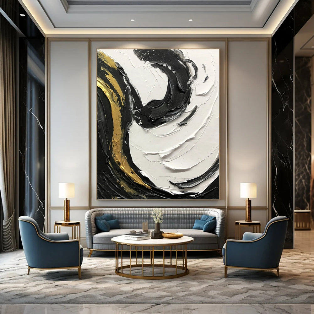 Large Custom Abstract Paintings with Textured Details for Dining Room & Bar DTP381