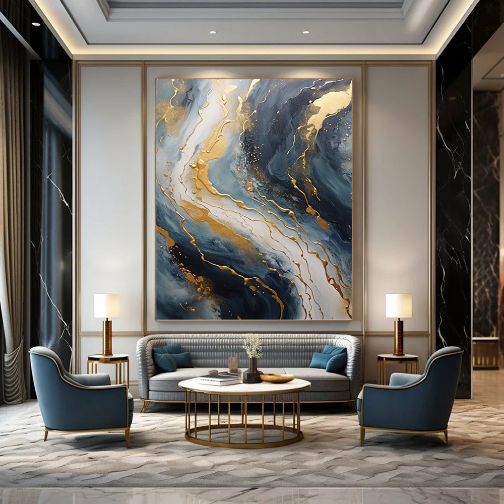 Stupendous Vertical Hand - Painted Custom Abstract Dithyramb (with Feather Textures) for Living Room and Bar DKH1599
