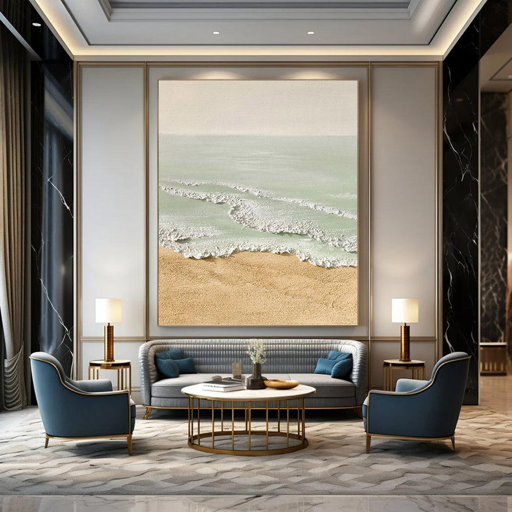 Supersized - Format Hand - Painted Textured Custom Abstract Painting, for Dining Room and Living Room DKH1489