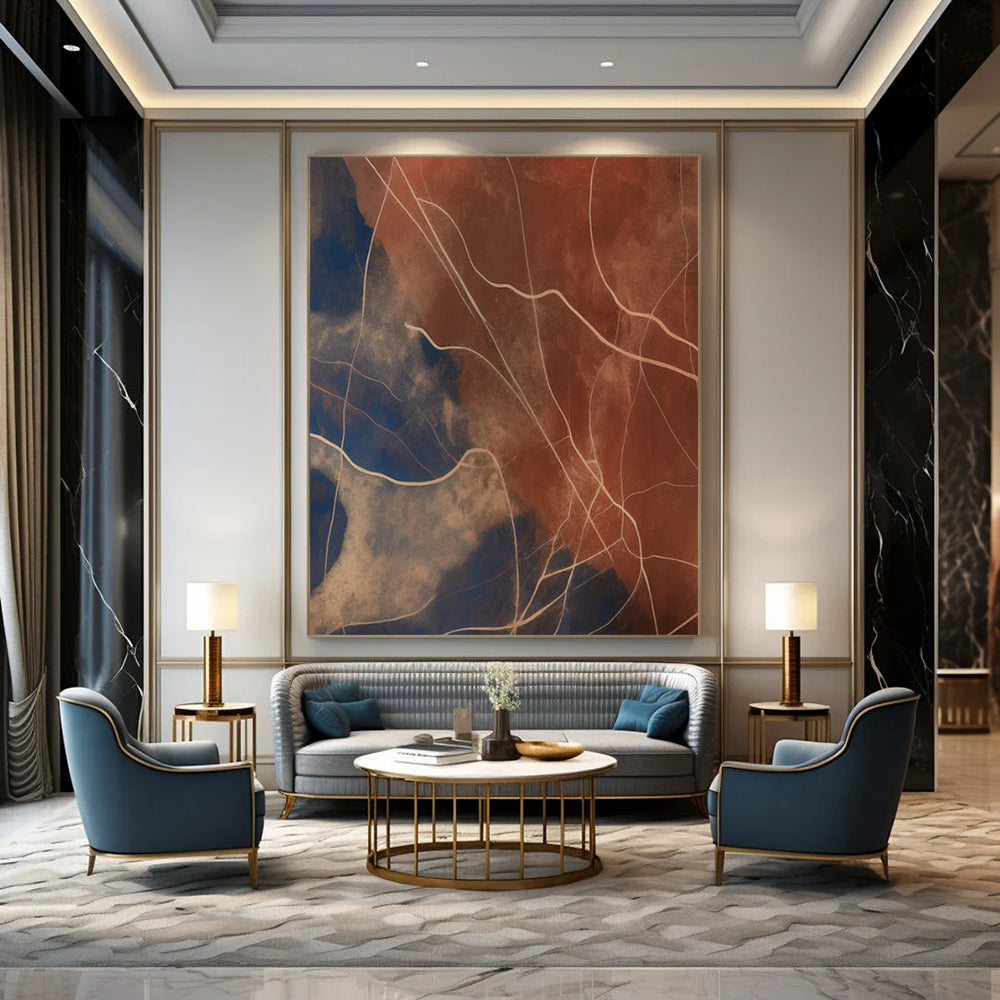 Ocean Foam: Extended Hand - Painted Custom Abstract Painting for Living Room and Bar DTP120