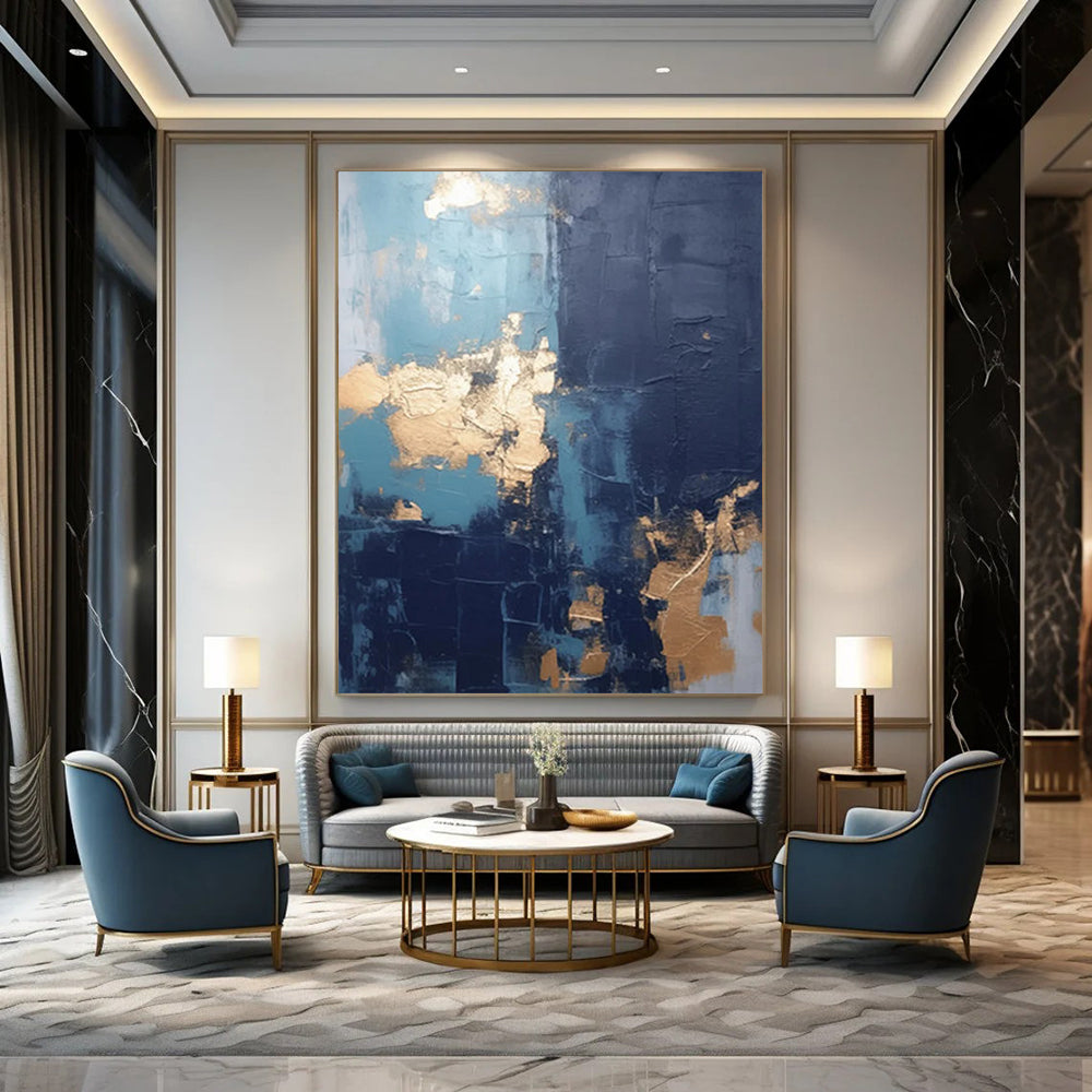 Snow - Capped Peaks: Monumental Hand - Painted Custom Abstract Art for Office and Hallway DTP130