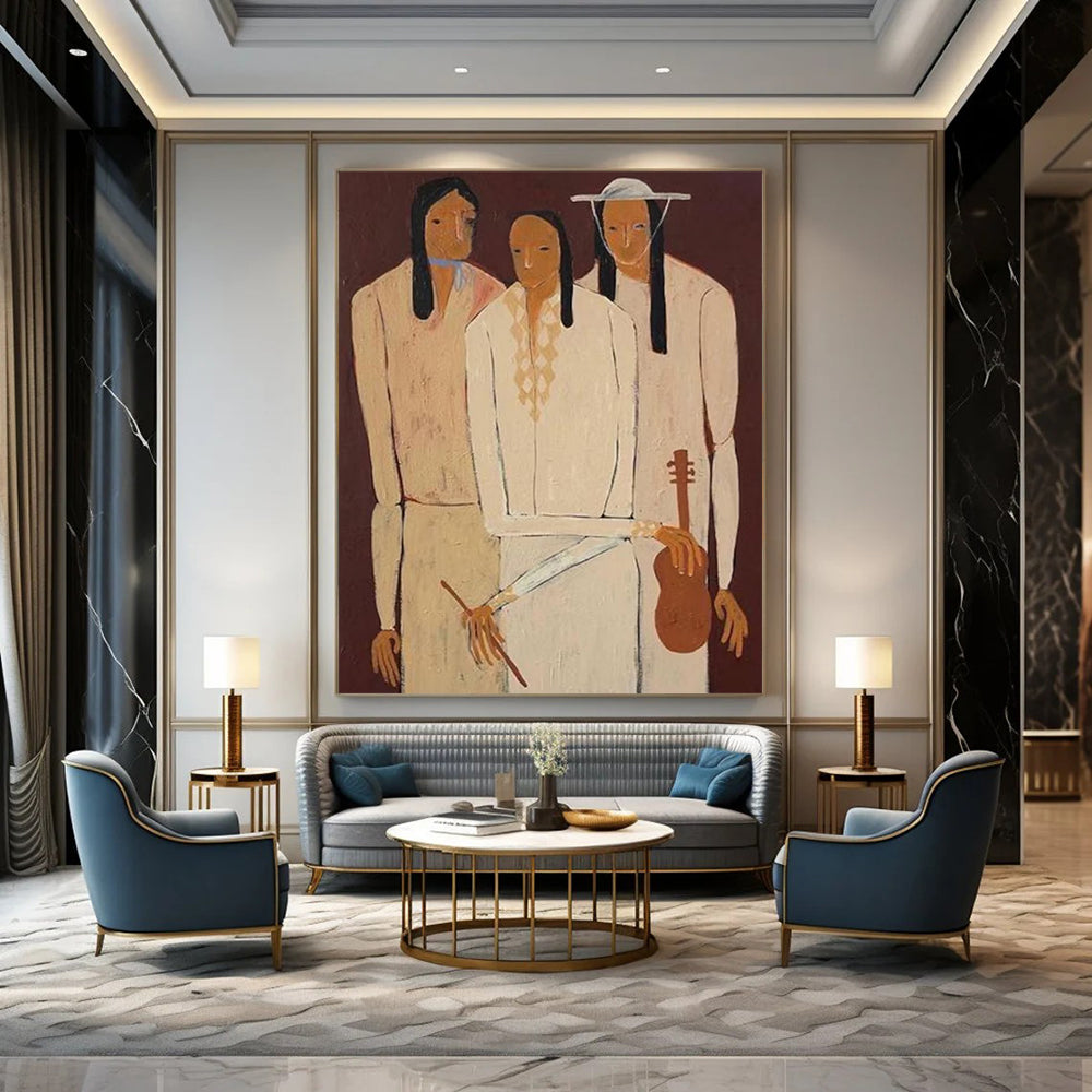 Meandering Textures: Giant Custom Abstract Canvas for Dining Room and Hallway DTP141