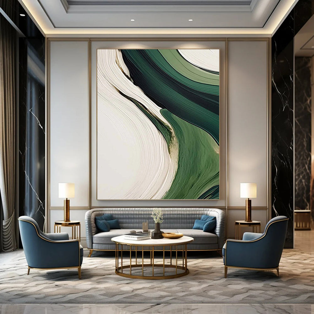 King - Sized Hand - Painted Custom Abstract Mural (with Lush Textures), for Arranging in Living Room and Hotel Lobby DKH1468