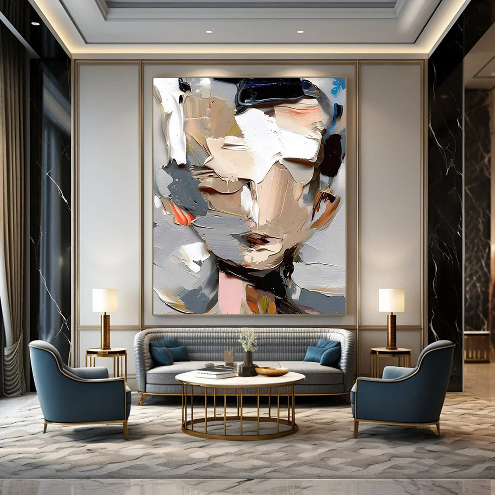 Big-Size Handmade Abstract Creations: Textured Styles for Bedroom & Entryway DTP320