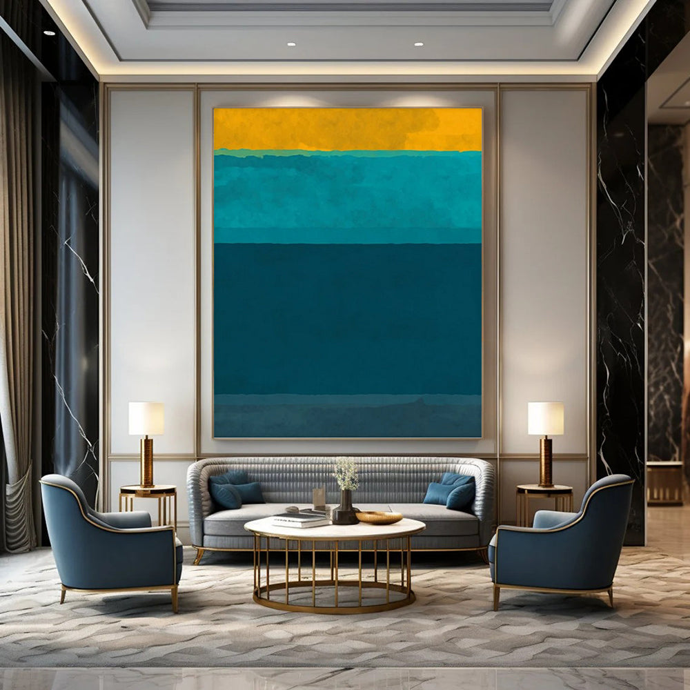Tall - Standing Vertical Hand - Painted Custom Abstract Gem (with Braided - Rope Textures) for Living Room and Hotel DKH1623