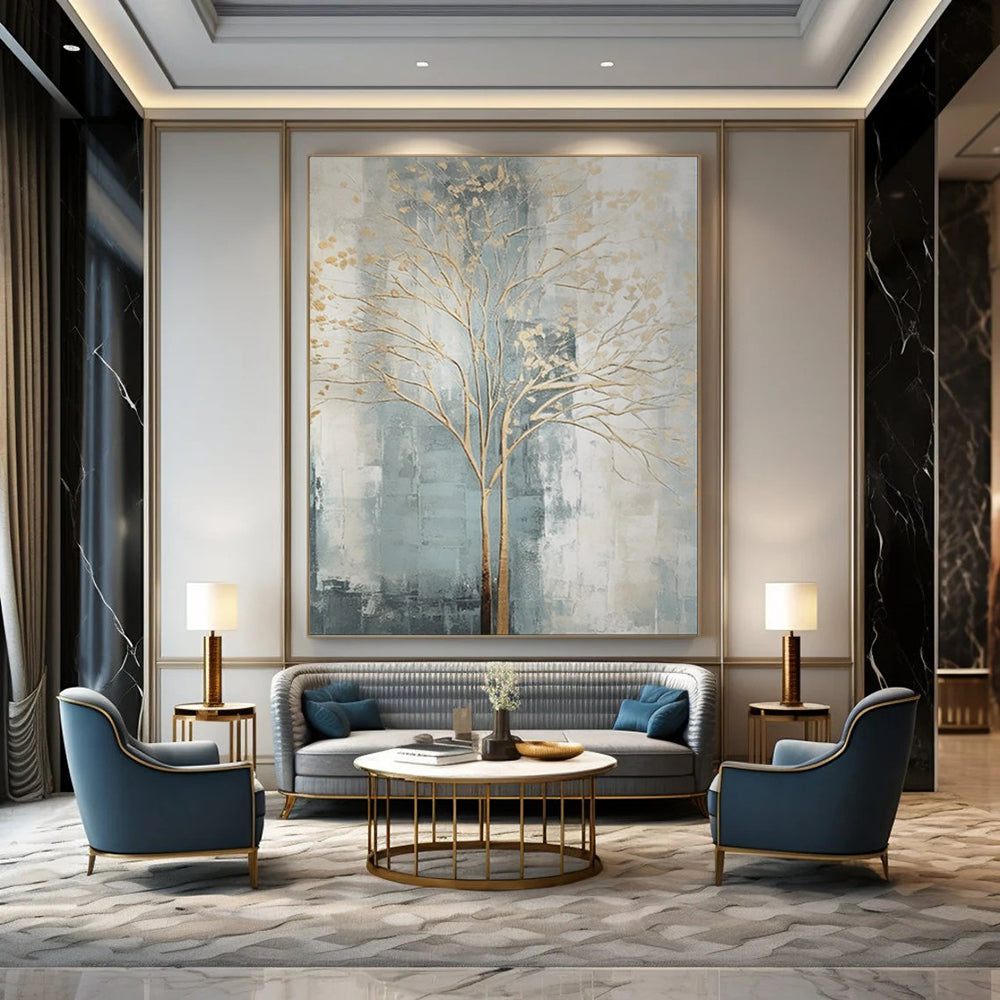 Large-Scale Custom Hand-Painted Abstract Art for Living Room & Hotel LargeART1838