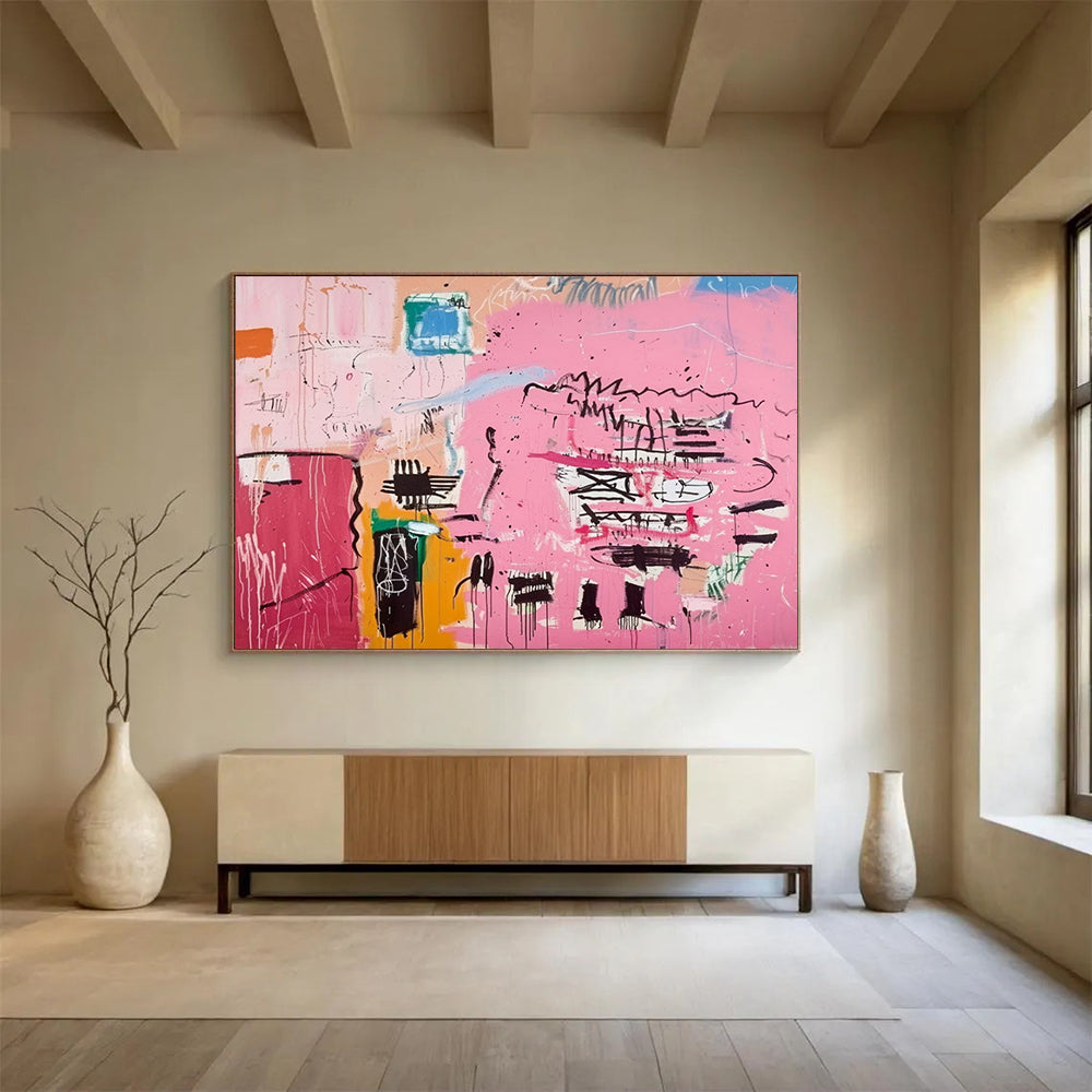 Bold Pink Abstract Expressionism - Modern Living Room or Office Focal Point DLZ198
