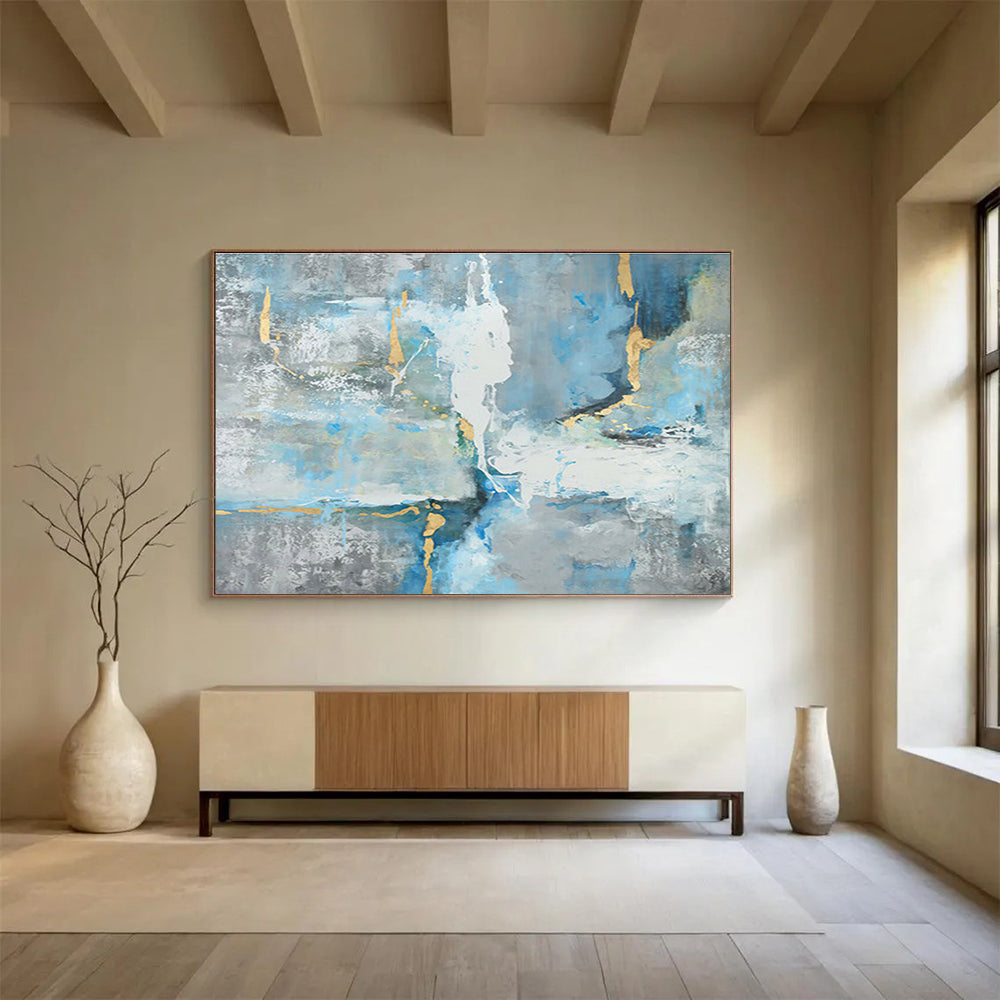 Large - Sized Hand - Painted Textured Abstract Painting for Accented Interiors DKH756