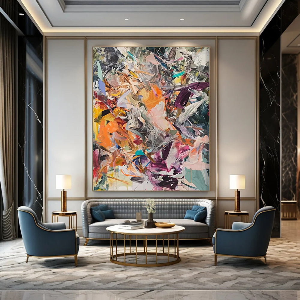 Volcanic Pulse: Immense - Scale Hand - Painted Custom Abstract Creation for Bedroom and Bar DTP098