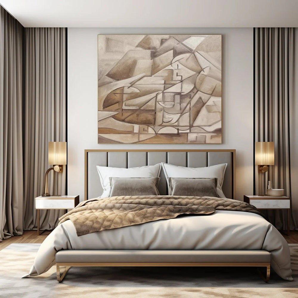 Hand-Painted Bespoke Abstract Mural for Living Room & Hotel Reading Nooks LargeART1456
