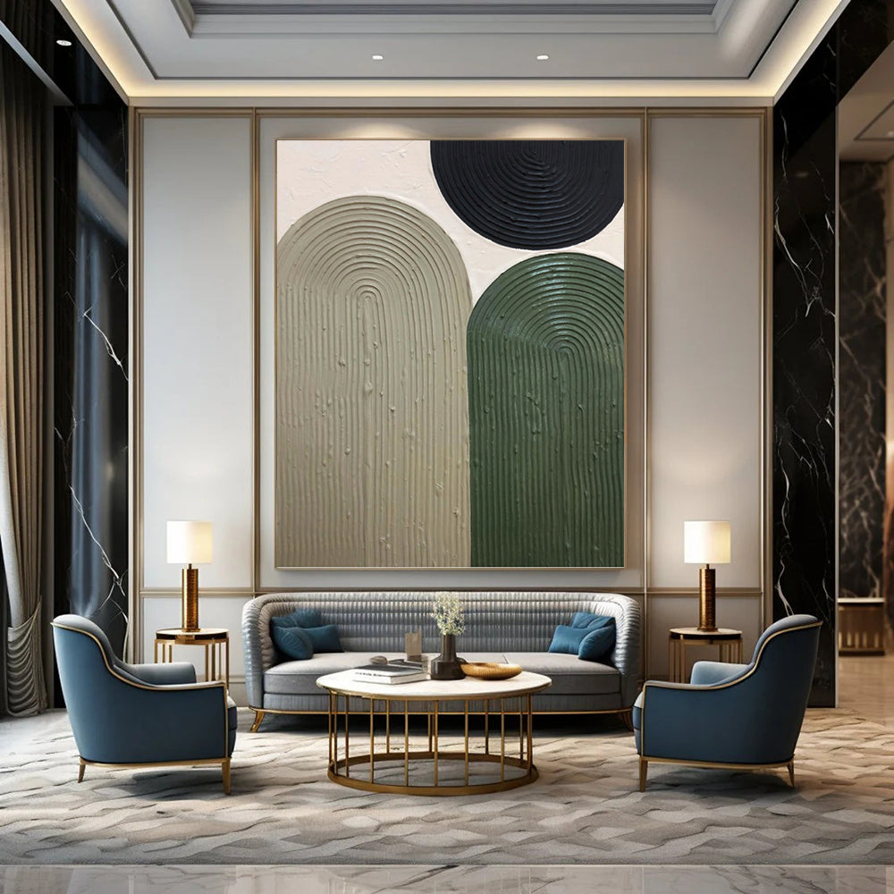 Designer - Curated Prestige: Hand - Rendered Textured Canvas Art for Hotel Suite & Living Room DKH1166