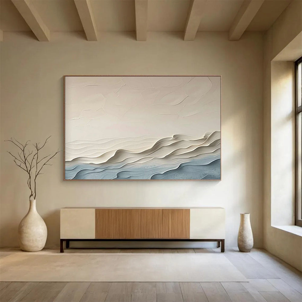 Textured Neutral Waves - Serene Living Room Art DLZ251
