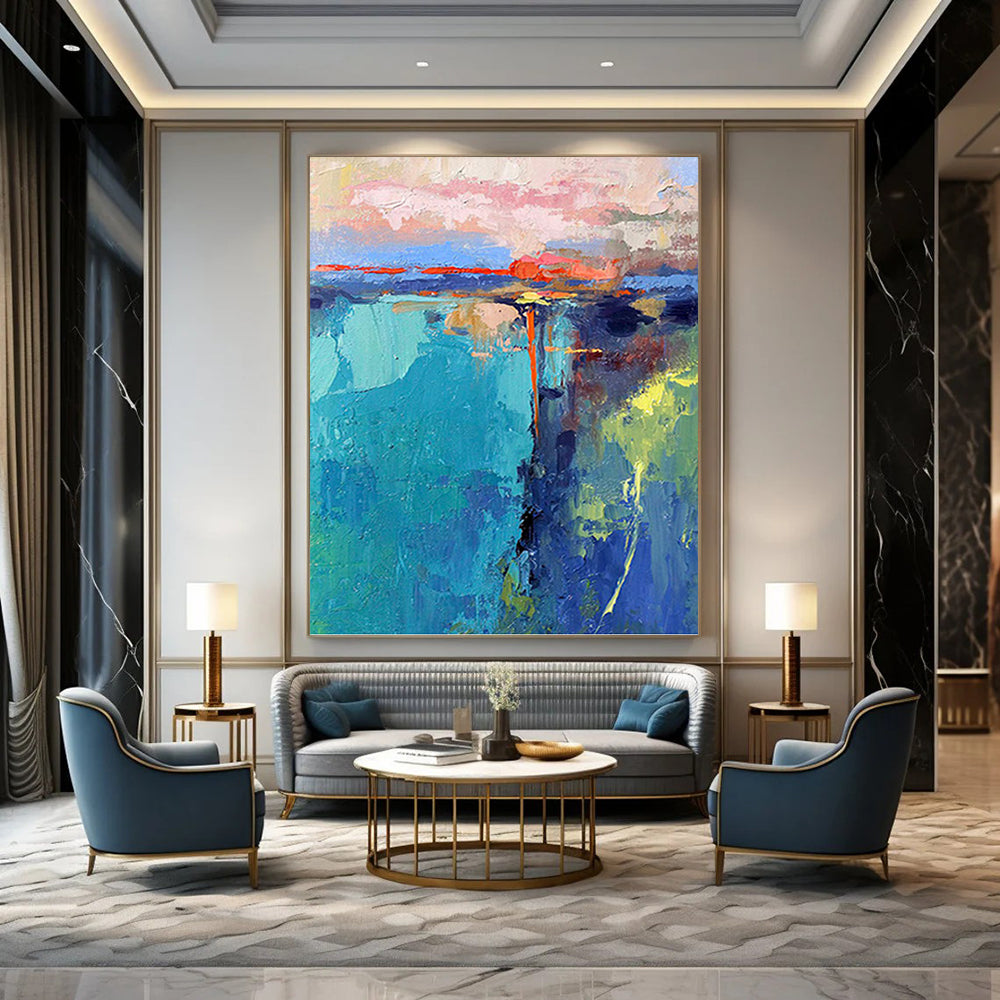 Vast Hand - Painted Custom Textured Abstract Mural for Dining Room & Hotel Suite DKH1030