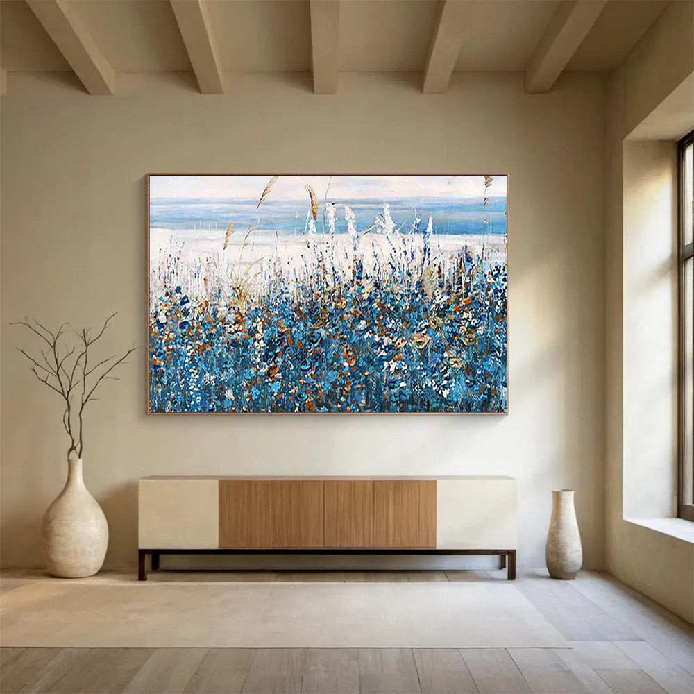 Coastal Wildflower Field - Serene Living Room or Bathroom Art DLZ203