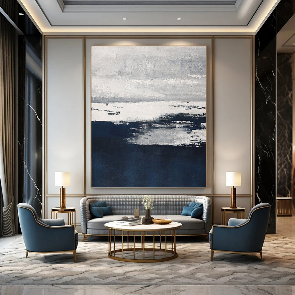 Super - Sized Vertical Hand - Painted Textured Custom Abstract Ballad, for Hotel and Dining Room DKH1540