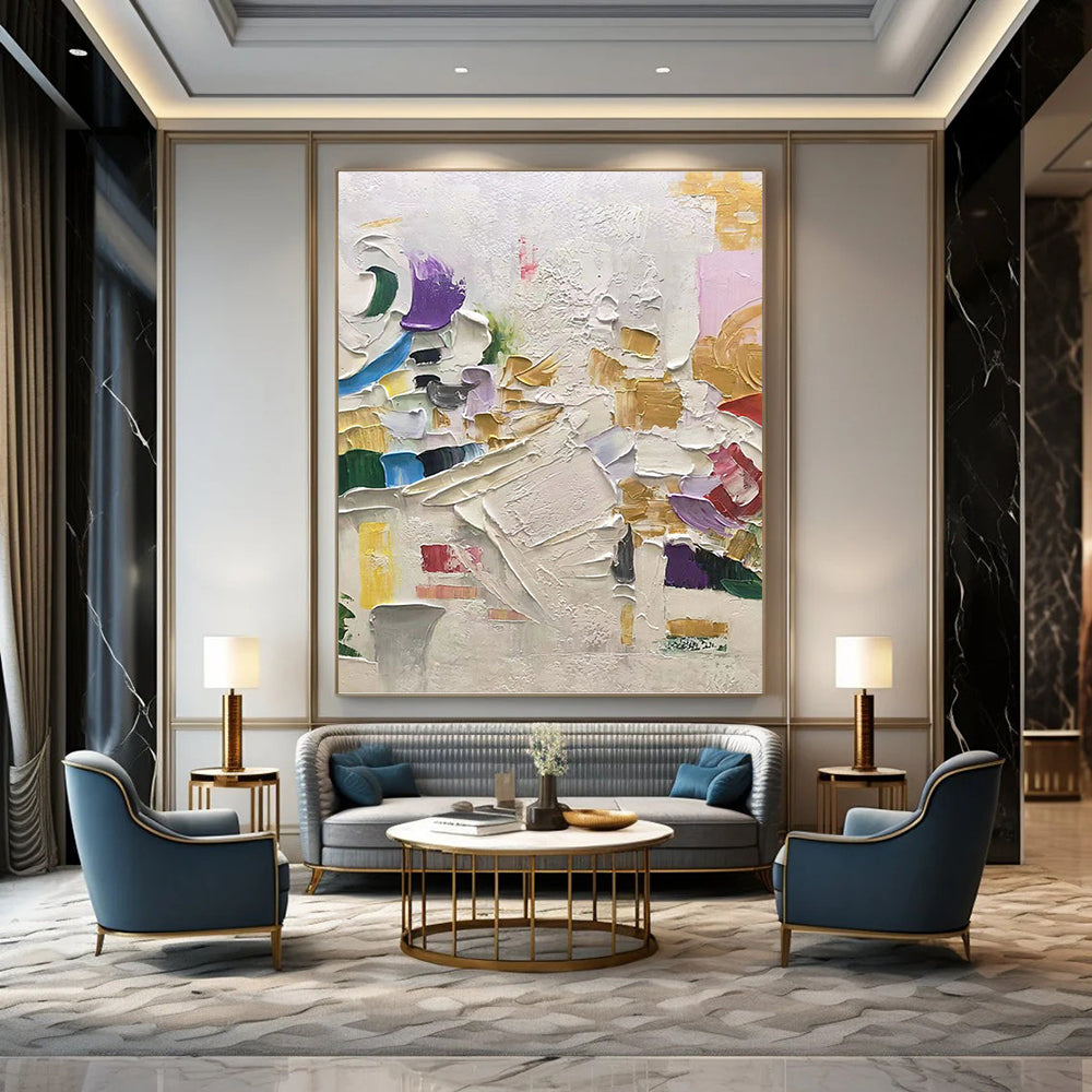 Large - Format Hand - Painted Custom Textured Abstract Mural for Hotel Suite & Entryway DKH1035