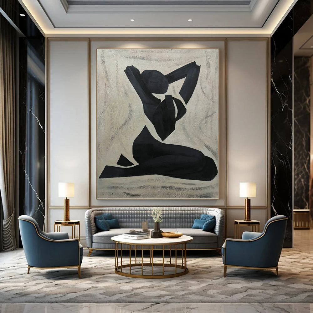 Grand Vertical Hand - Painted Custom Abstract Sonnet (with Captivating Textures) for Dining Room and Hotel DKH1565