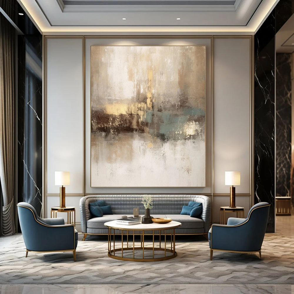 Monumental - Sized Hand - Painted Custom Abstract Work for Hallway and Dining Room DTP068