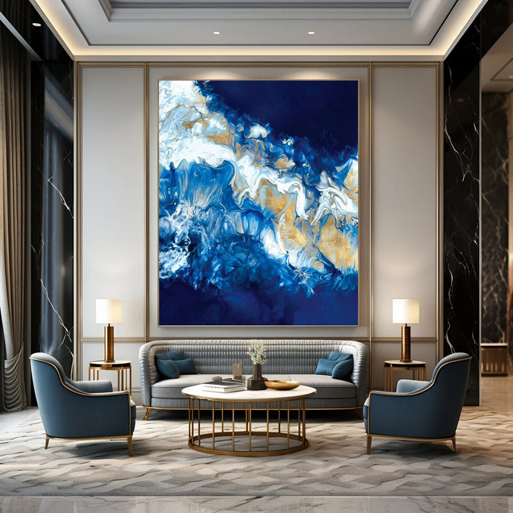 Vertical Hand - Painted Large Abstract Custom Work for Bedroom and Dining Room DKH1650