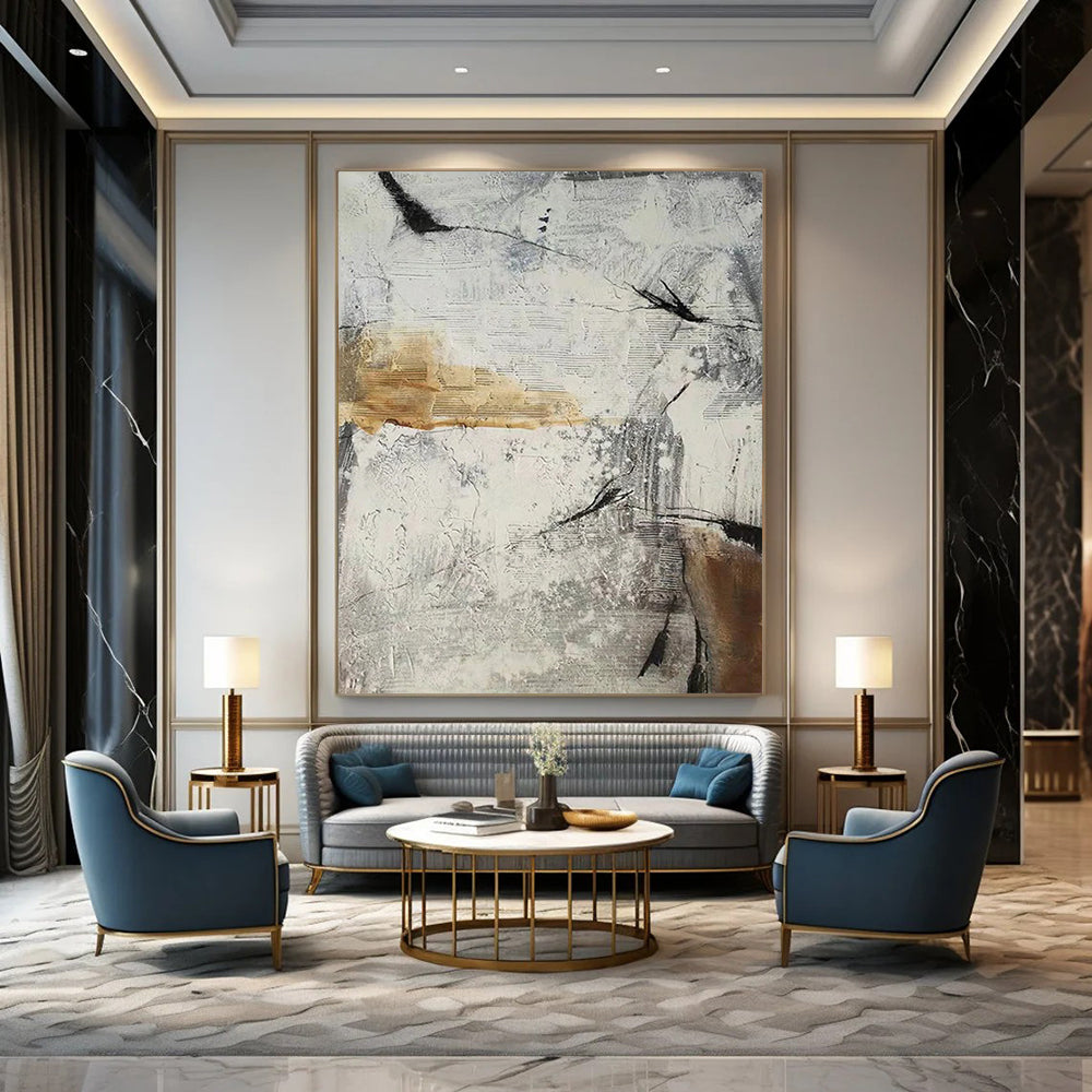 Custom Hand-Painted Abstract Masterpieces for Hotel & Entryway DTP338