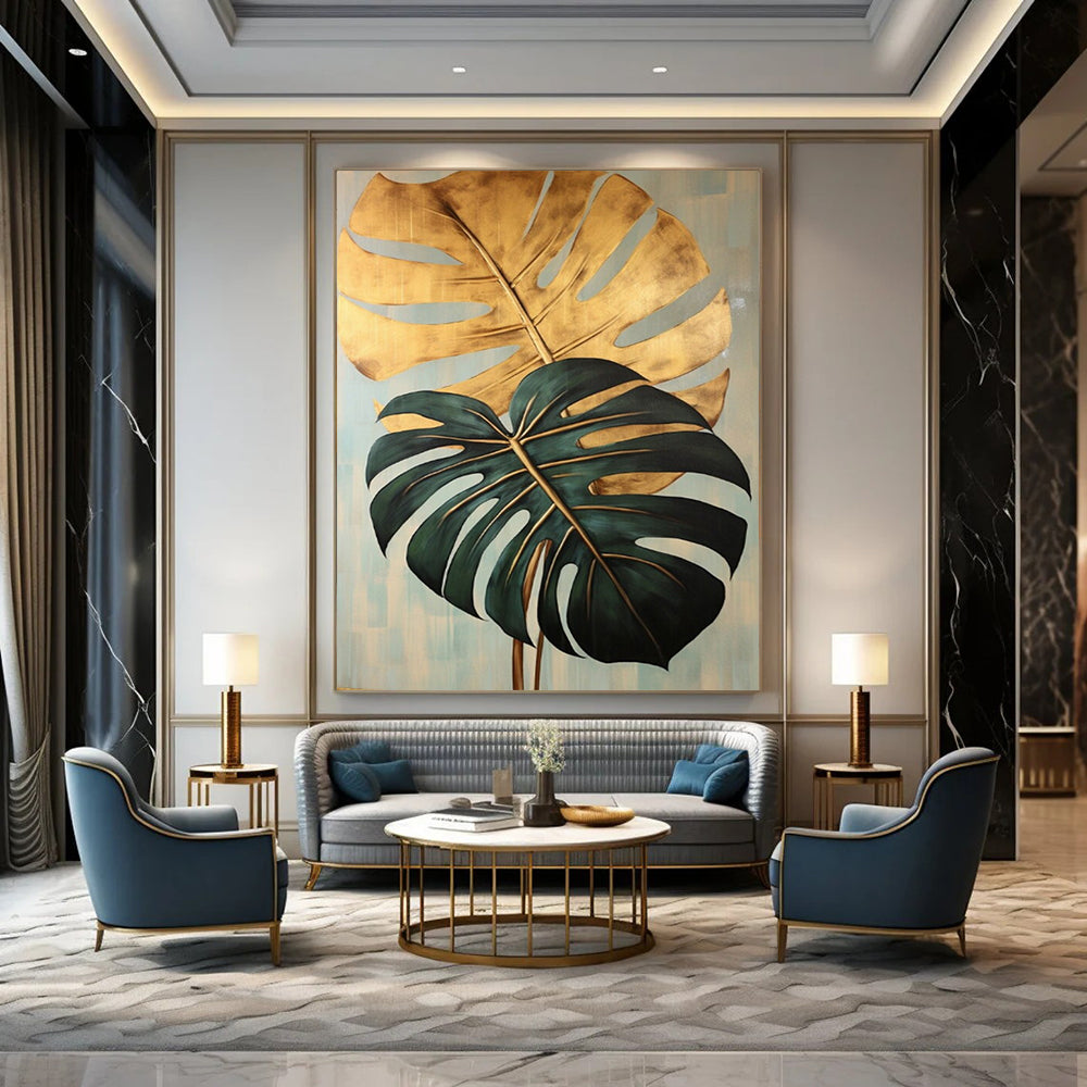 Grand-Scale Hand-Painted Abstract Canvases for Bar & Event Space LargeART2195