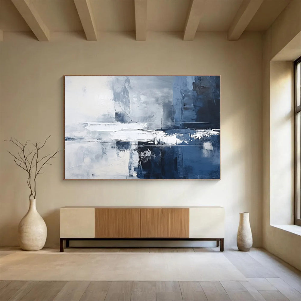 Blue - Gray Abstract Cityscape - Modern Office Decor DLZ103