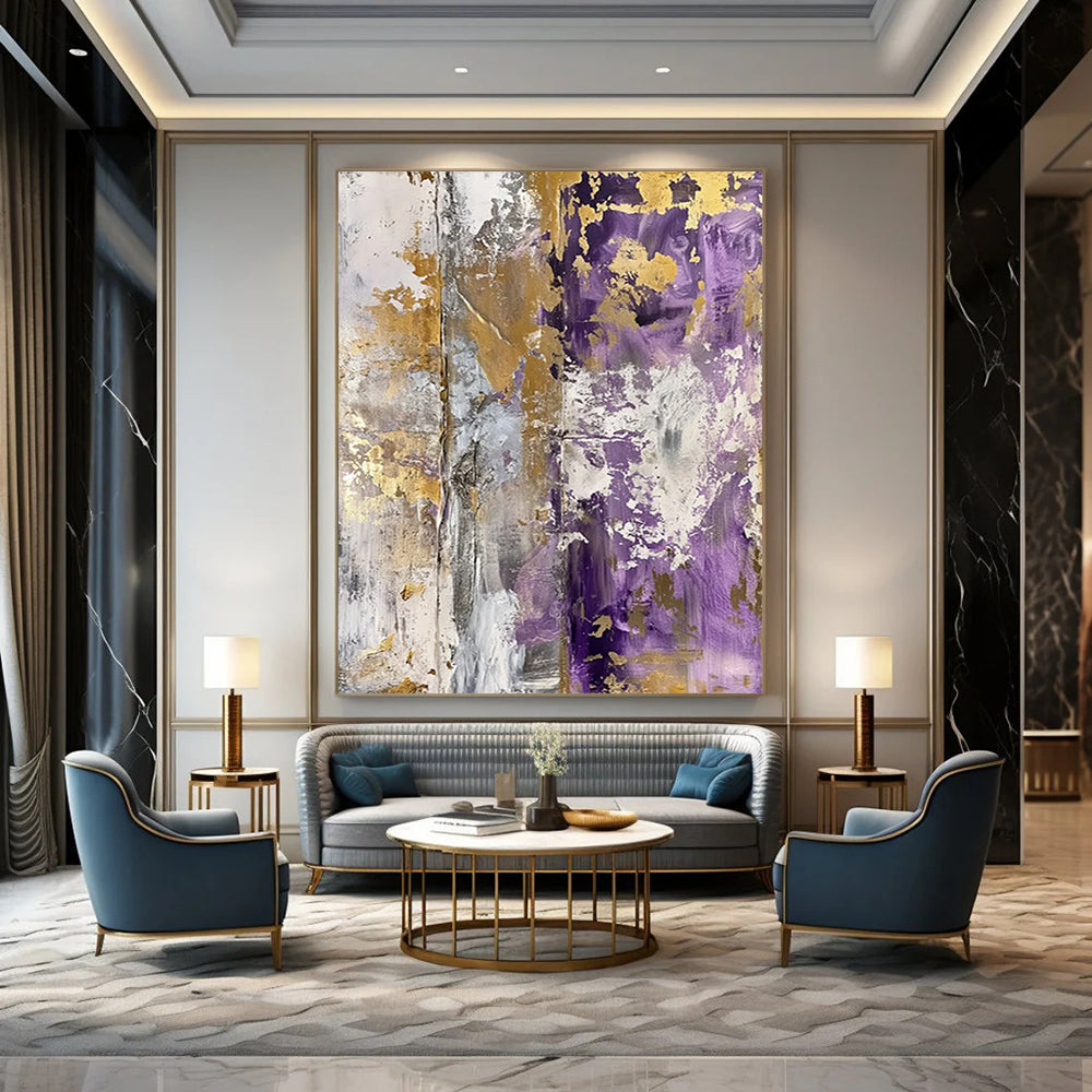 Galactic Ripples: Super - Sized - Format Hand - Painted Custom Abstract Work for Bedroom and Hotel DTP134