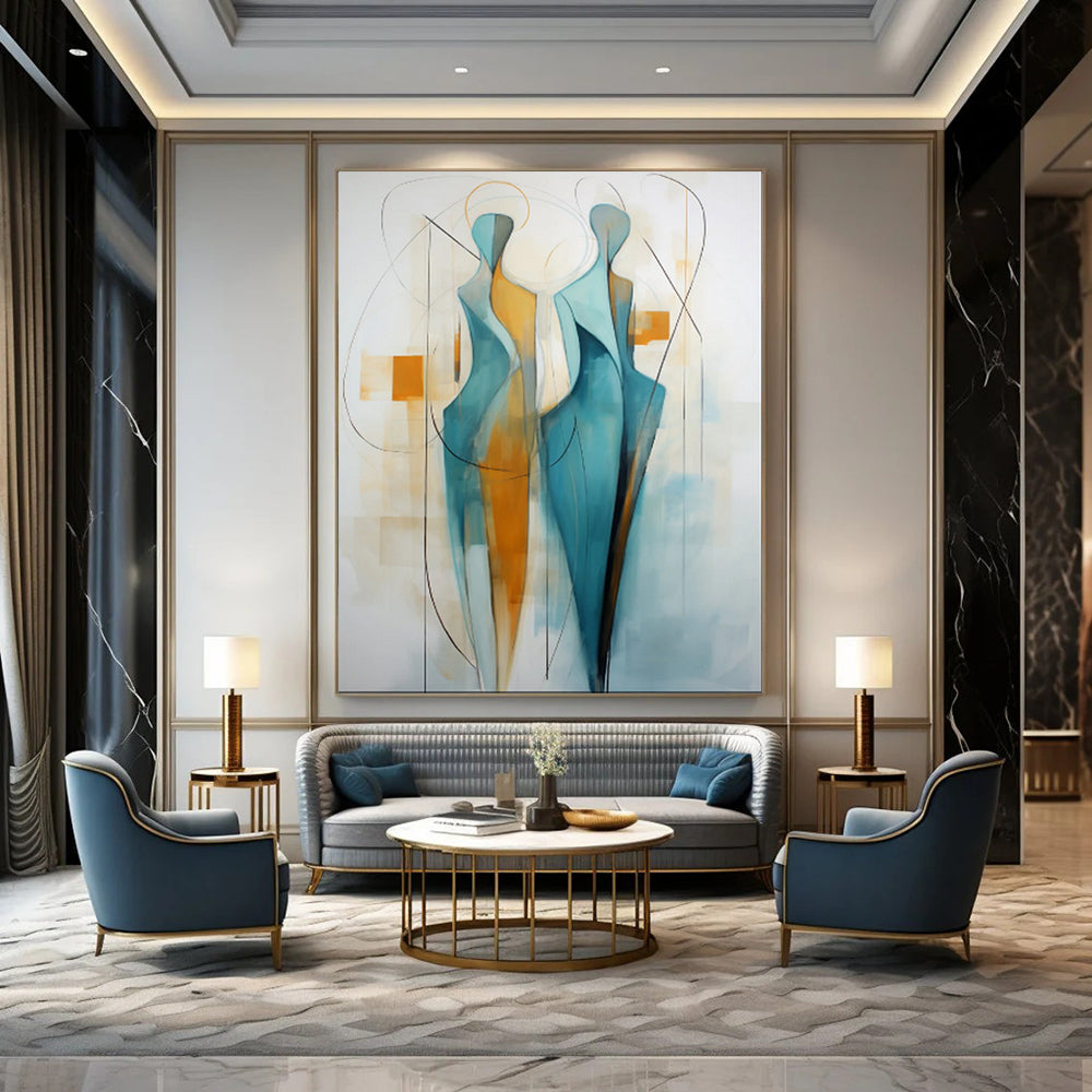 Custom Hand-Painted Abstract Mural for Dining Room & Living Room LargeART1888