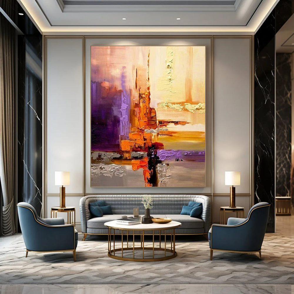 Custom Abstract Artworks: Big Dimensions, Textured Beauty for Living Room & Office DTP278
