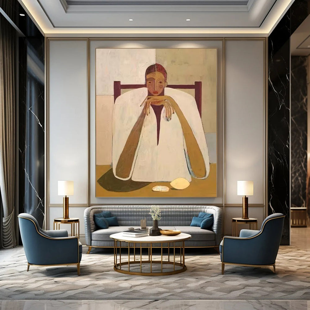 Ebbing Textures: Immense Custom Abstract Artwork for Bedroom and Entryway DTP142