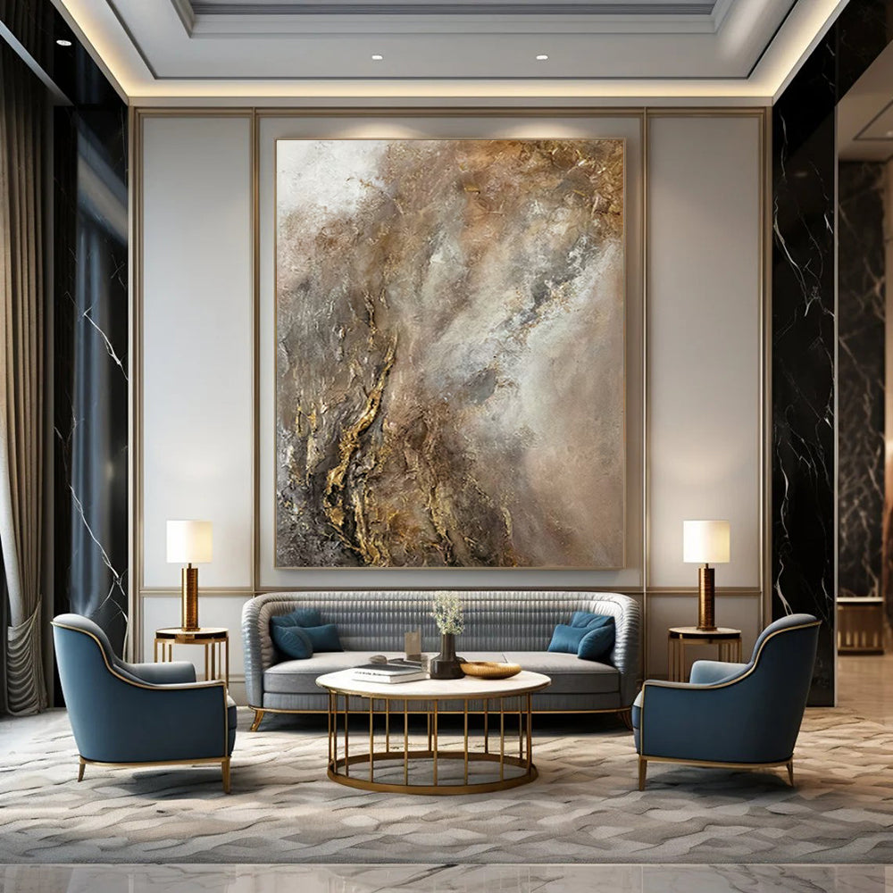 Enormous-Scale Hand-Painted Abstract Wall Installations for Dining Room & Chef’s Table Area LargeART2247