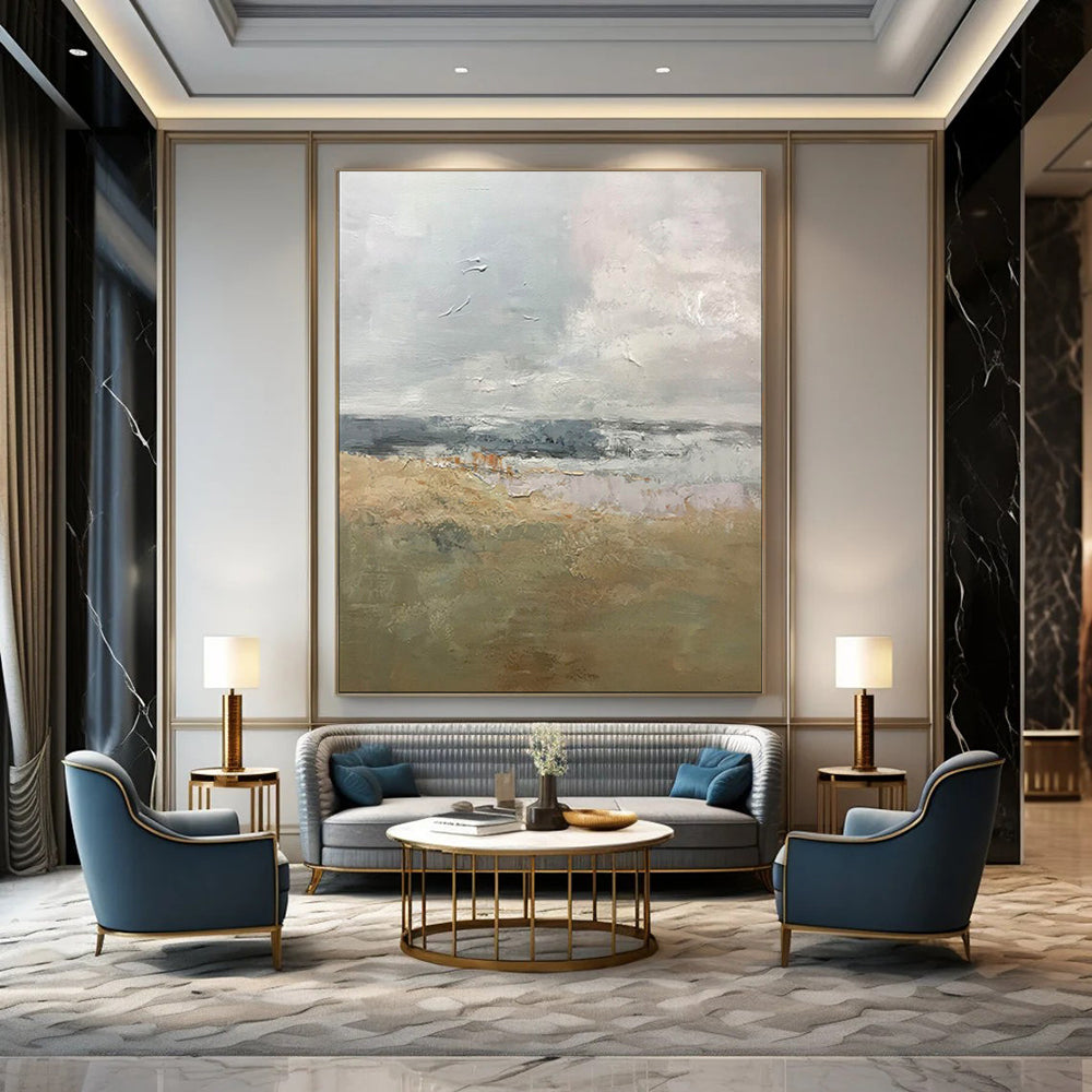 Radiant & Dazzling Oversized Custom Hand-Painted Abstract Painting for Bedroom & Hotel LargeART1956