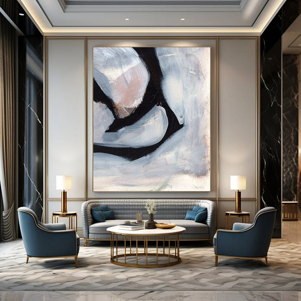 Custom Hand-Painted Abstract Artworks: Big Sizes & Textured Styles for Bar & Hotel DTP228